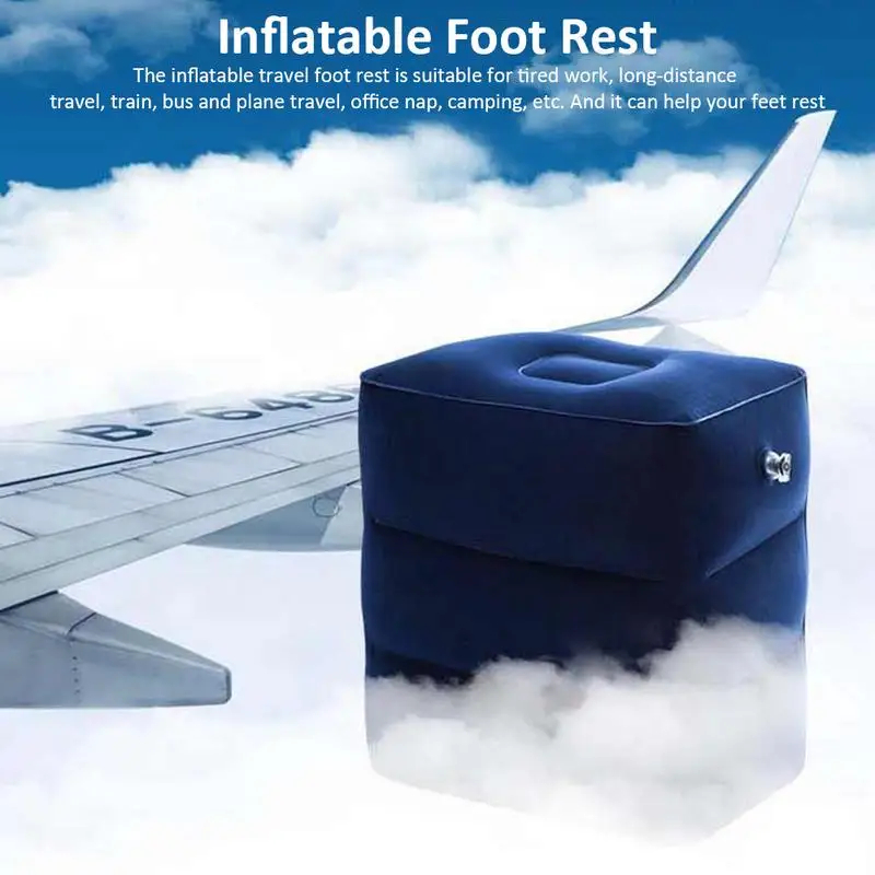 Inflatable Travel Pillow Foot Pad Airplane Car Bus Footrest stool Height Adjustable Kids Flight Sleeping Resting Pillow