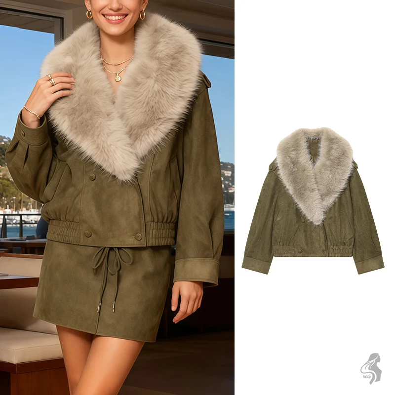 

Теплая короткая куртка с воротником из искусственного меха, рабочая одежда в стиле ретро, стильная куртка на талии и шнурке, осенне-зимние женские куртки