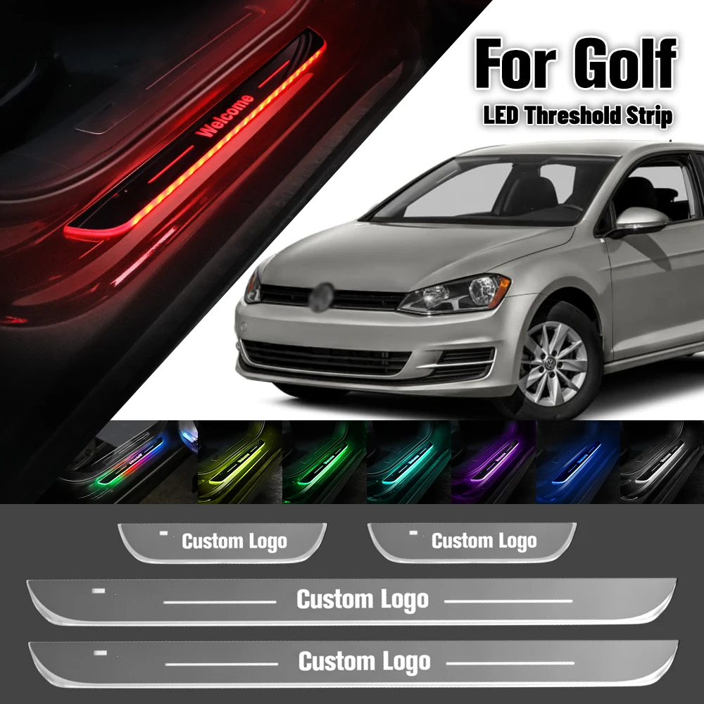 For Volkswagen VW Golf 4 5 6 7 8 Plus 2002-2023 Car Door Sill Light Customized Logo LED Welcome Threshold Pedal Lamp Accessories