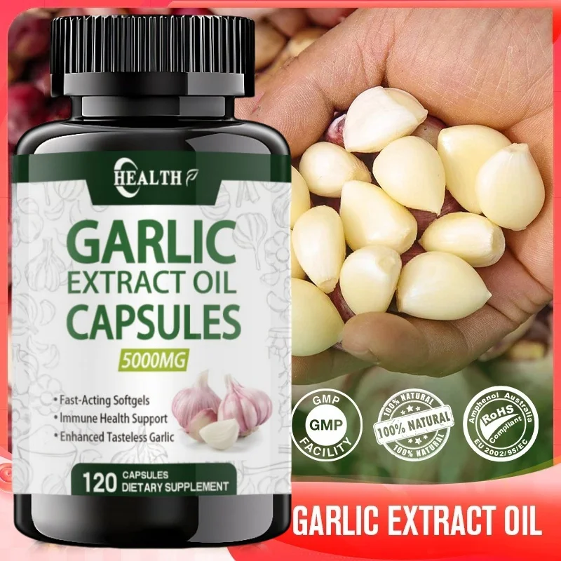 Odorless Garlic Soft Capsules | 120 capsules | Super strong Garlic Extract | Non GMO