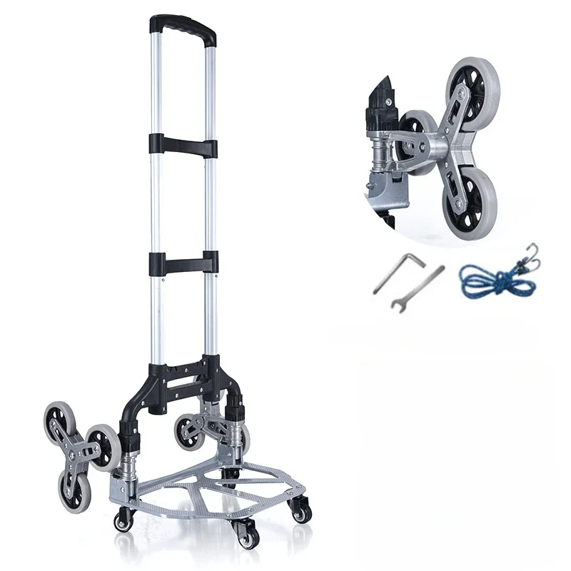 

Portable Folding Trolley Cart Home Supermarket Shopping 75kg Trolley Pulling Tool Cart Beach All Terrain Stair Climbing Car