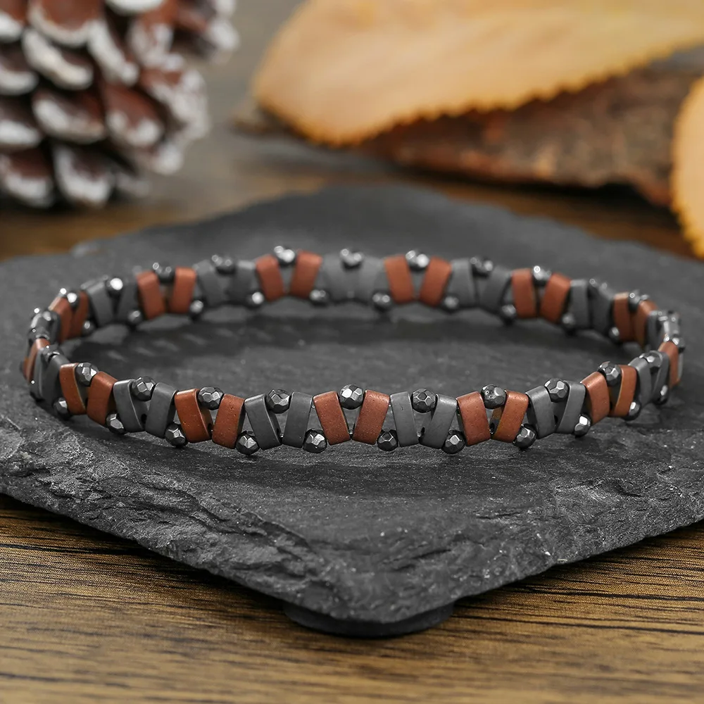 Hip-Hop Elastisches Perlenarmband, Nicht-verblassendes Herrenarmband, Einfaches Schwarzes Gallenstein-Armband, Unregelmäßiges Armband, Einfacher Partyschmuck-Zubehör – Detail 3
