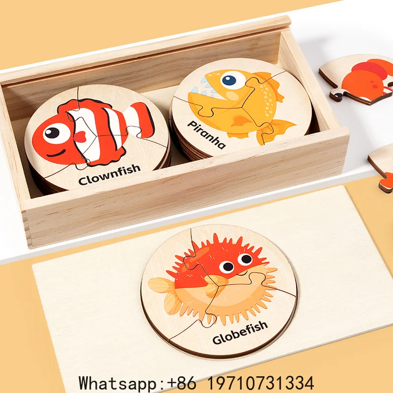 Children Montessori Educational Toys Wooden Circular Puzzle Marine Cognition Matching Game Early Preschool Toys for Kid Learning view 2