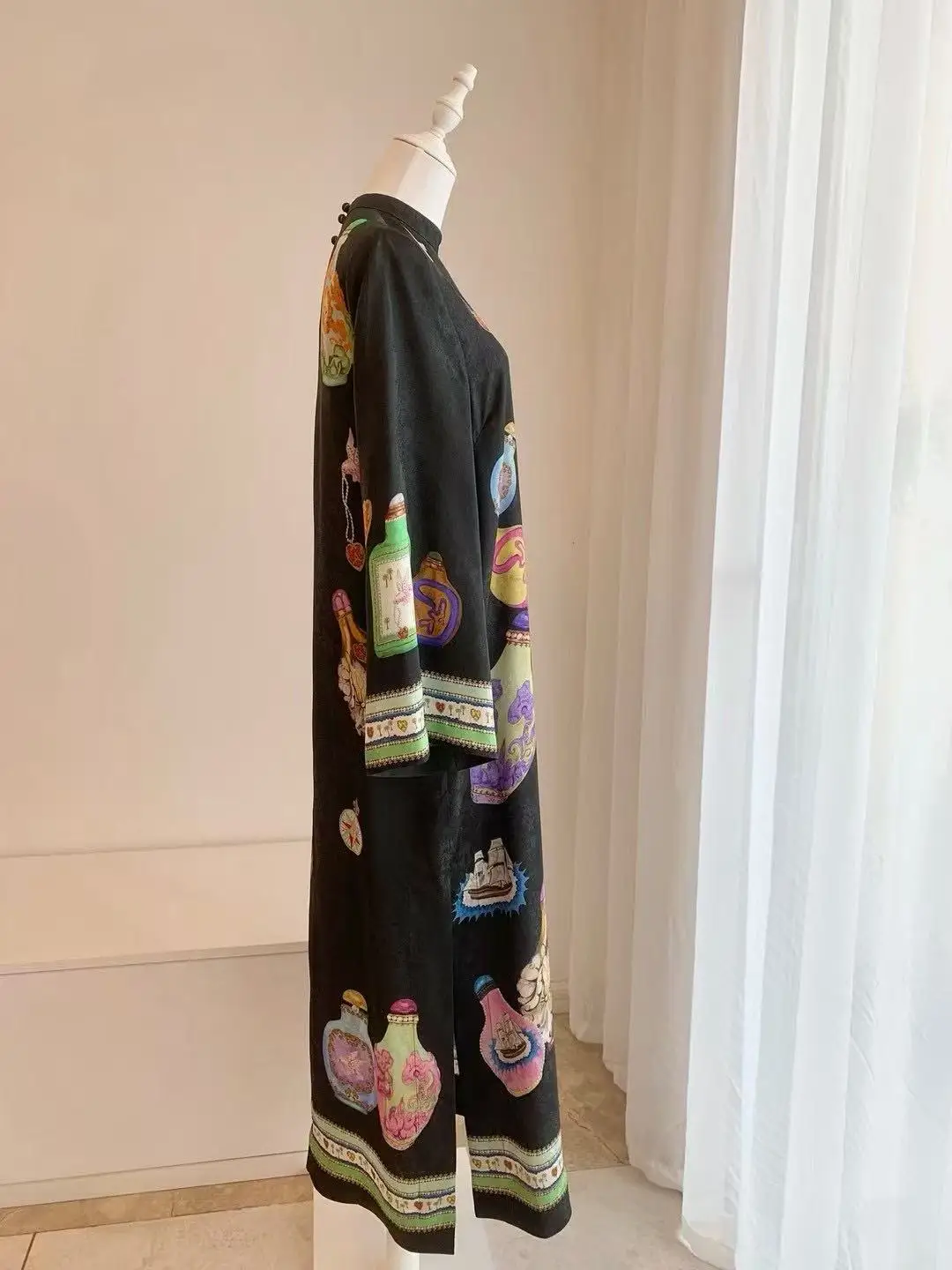 Vestido holgado estampado de manga larga para mujer, vestido largo cómodo a la moda para otoño, nuevo estilo 2025