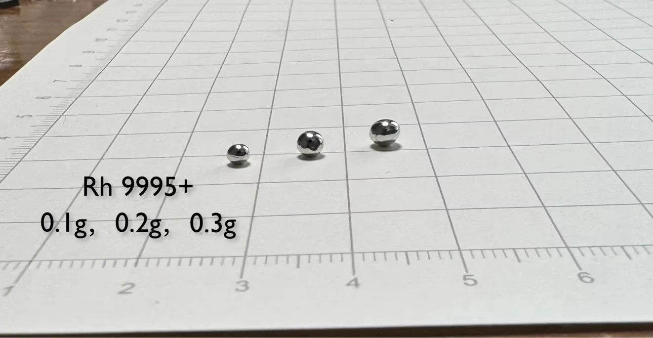 0.1-0.3g version double-sided convex pure rhodium beads mirror high purity rhodium beads rhodium gold beads