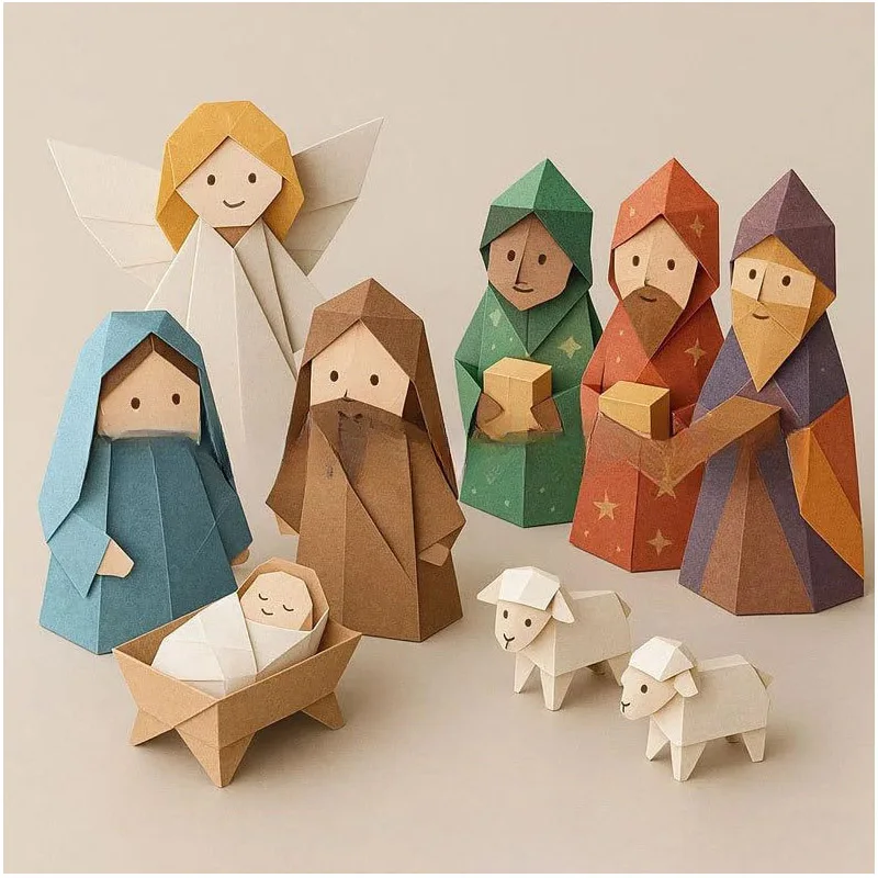 Diy Paper Nativity Scene Kit Christmas Craft Project for Families Christmas Nativity Diy Kit for Kids Families 3d Origami Paper