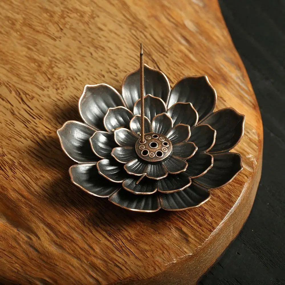 High Quality Alloy Incense Holder Multi-Hole Decorative Incense Stick Holder Lotus Shape Incense Burner Temples Home Office