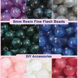 8mm Resin Starry Sky Sprinkled Gold Mermaid Bead Round Bead 0.5mm Elastic Thread Handmade DIY Jewelry Bracelet Earring Accessory