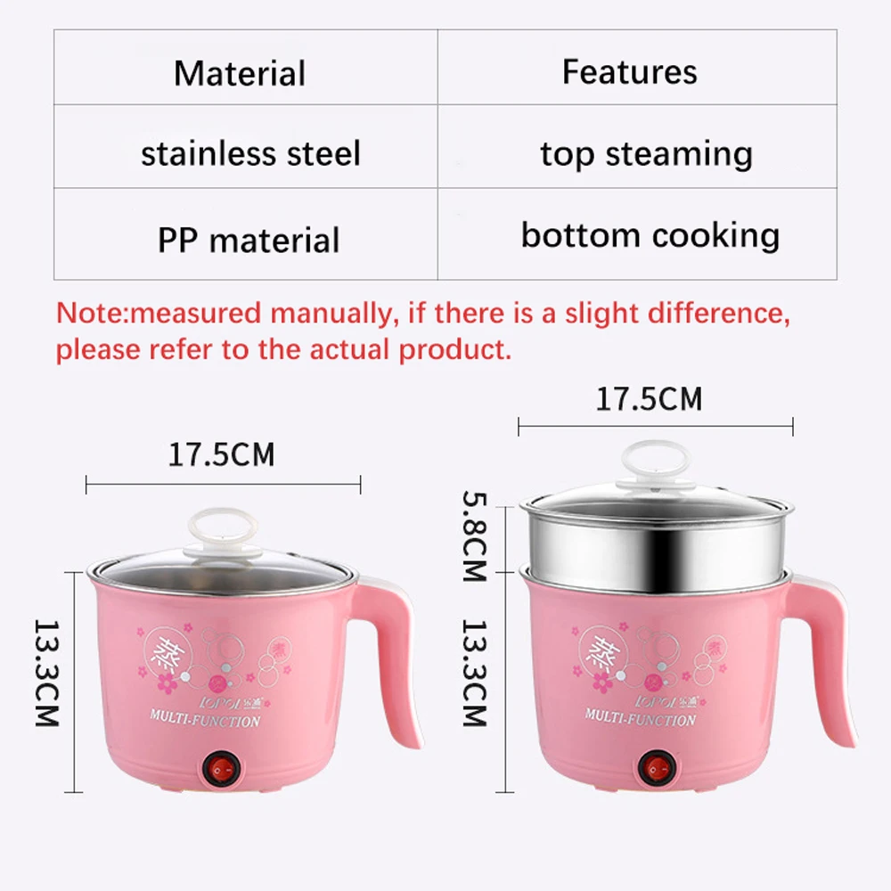 Multifunction Non-stick Pan Electric Cooking Pot Single/Double Layer Hot Pot Household 1-2 People Electric Rice Cooker Machine