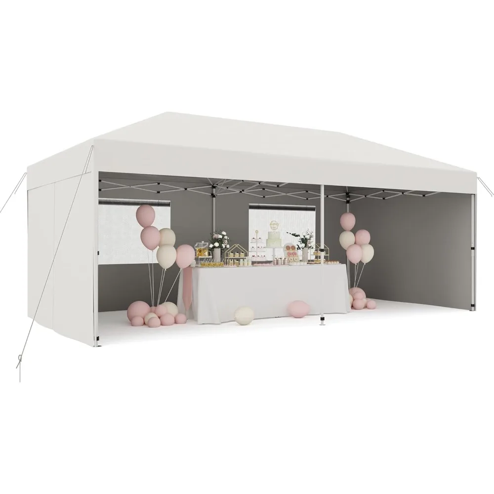 

10x20 Pop Up Canopy Tent with 4 Sidewall - One-Button Instant Setup, Heavy-Duty 210D Oxford Fabric & Rust-Proof Frame - 3 Adjust
