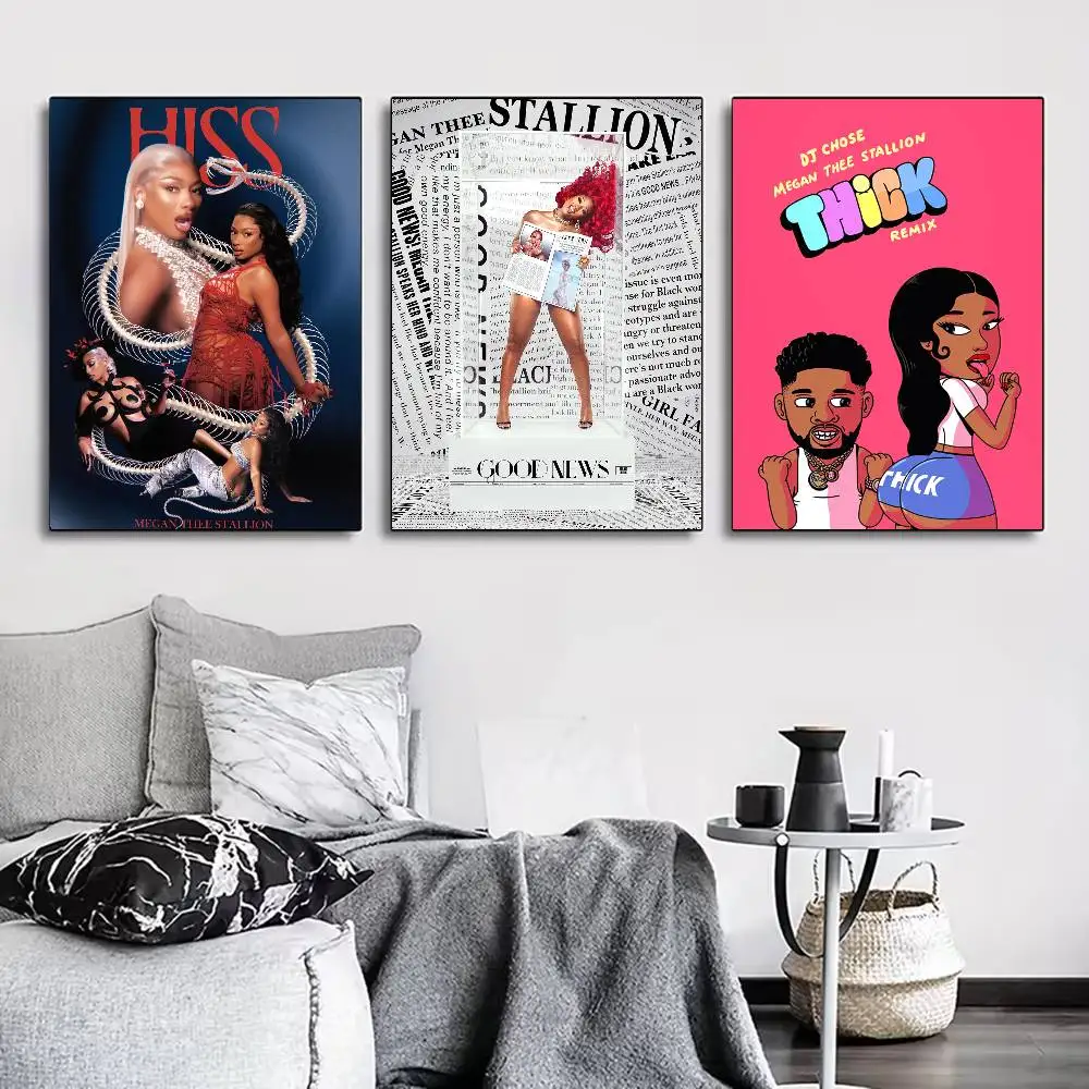 Megan Thee Stallion Poster for Living Room, Bedroom, Office, or Bar, Frameless, Indoor Use, Bedroom Wall Art.