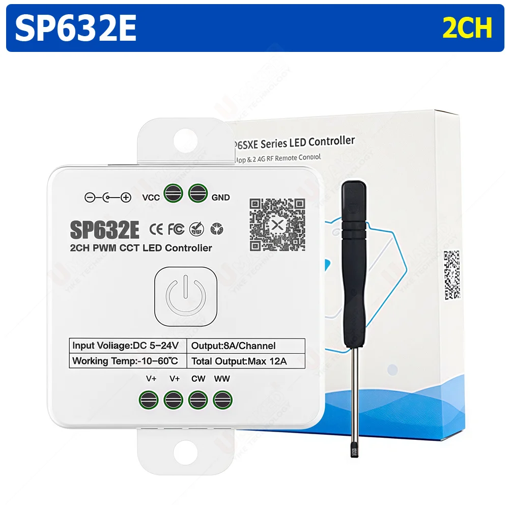 1set DC5-24V SP632E 2CH PWM CCT LED Controllers Blue-tooth APP Control for CCT Dual White Leds Strips decorate dimmer controller