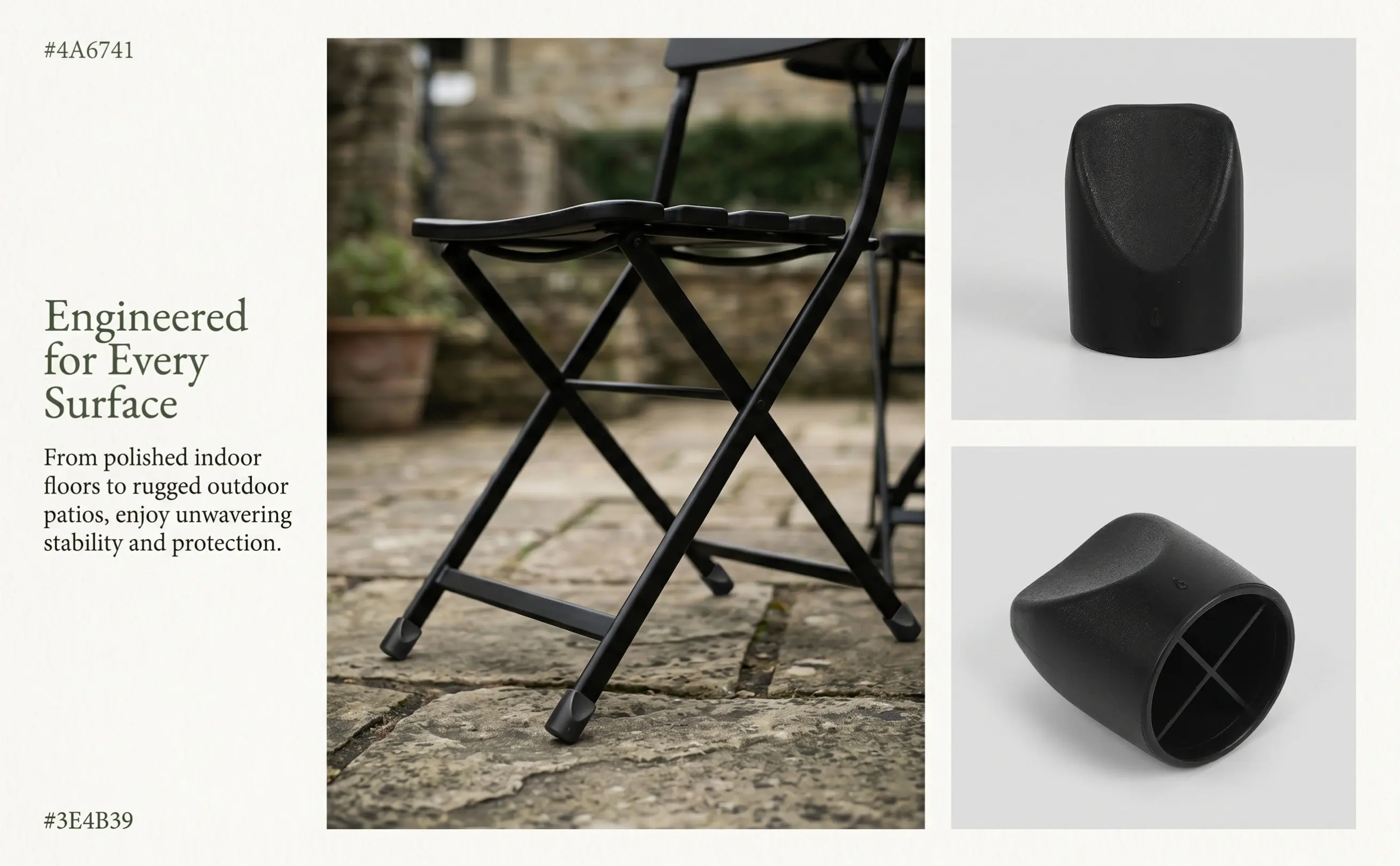 8Pcs Black Chair Stabilizer Caps Heavy-Duty Plastic Folding Chair Replacement Parts Non-Slip End Caps Outdoor Patio Furniture