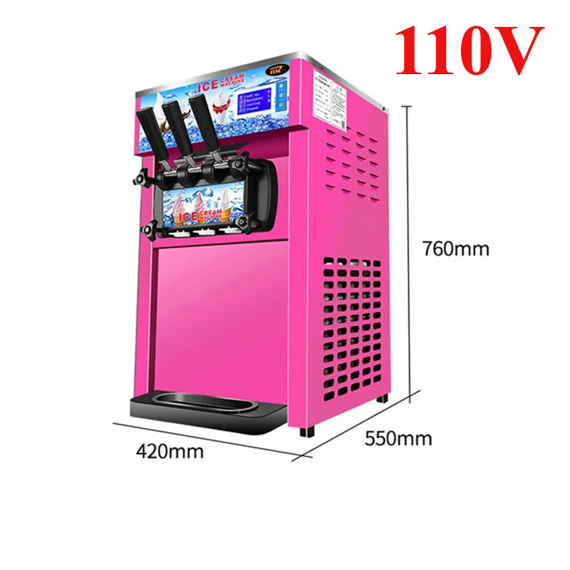 New Ice Cream Maker Thailand Commercial Three Flavor Soft Ice Cream Machine 110v 220v Three Colors Available