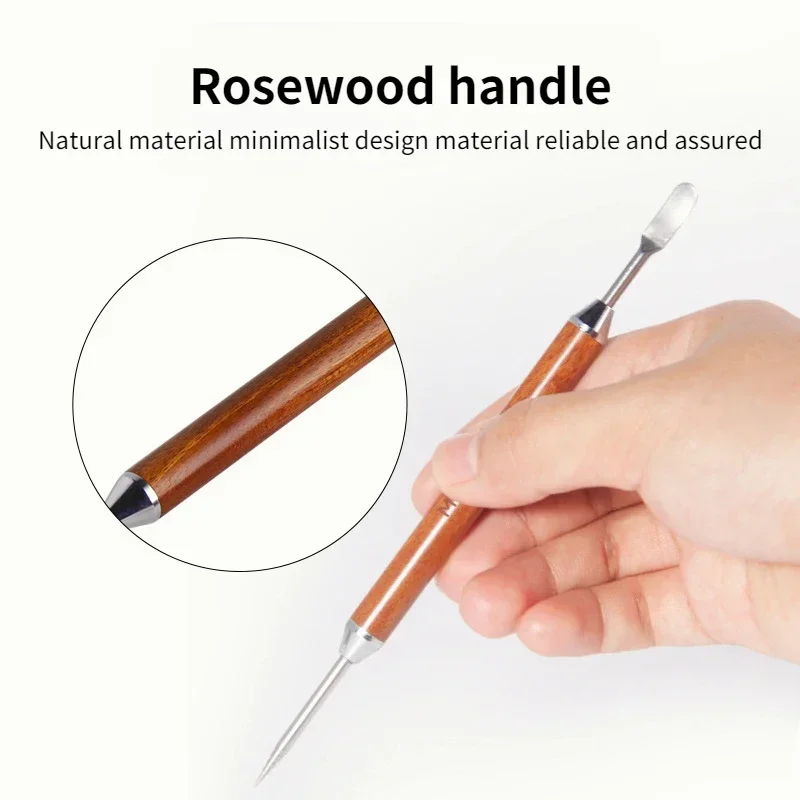 Latte Art Pen Coffee Needle Carved And Mounted Artifact Solid Wood Hook Needle Milk Foam Stainless Steel Drawing Cup Coffeeware