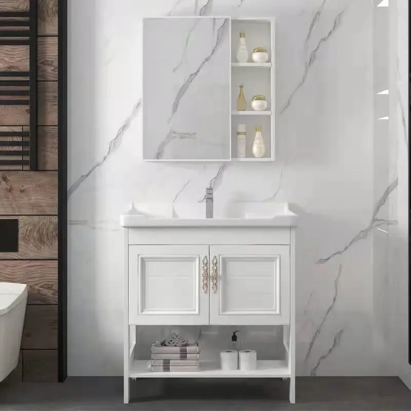 Combination of washbasin cabinet, small unit bathroom, balcony bracket, ceramic basin, integrated washbasin for household