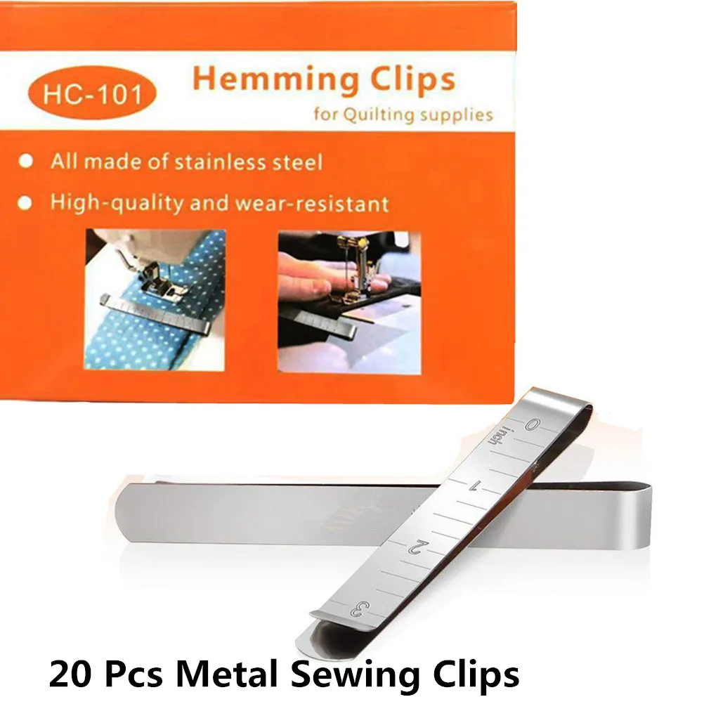 

20 pcs Sewing Clips Metal Hemming 3 Inches Quilting Supplies Measurement Ruler Smooth Anti Rust Corrosion Waterproof Machine H