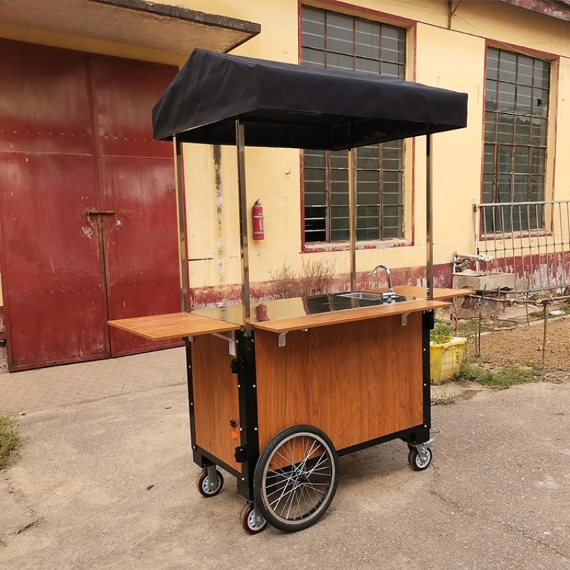

Vintage coffee cart Gourmet dining car Street scene stall Milk tea Ice cream trolley Flower sales cart