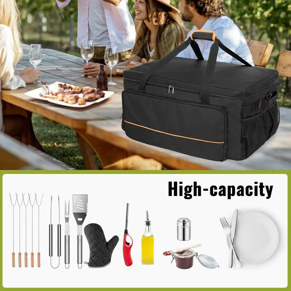 Portable Grill Cover for Char-Broil Grill2Go X200, 1-Burner Gas Grill with Storage Pockets for Outdoor Cooking Accessories