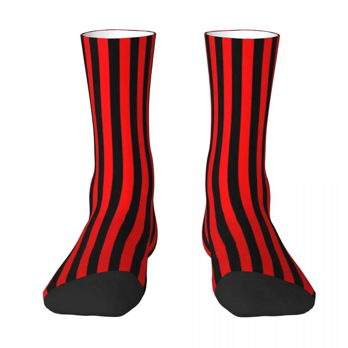 Calcetines de rayas verticales rojas y negras para hombre y mujer, medias largas de alta calidad Harajuku, accesorios para todas las estaciones, regalos Unisex