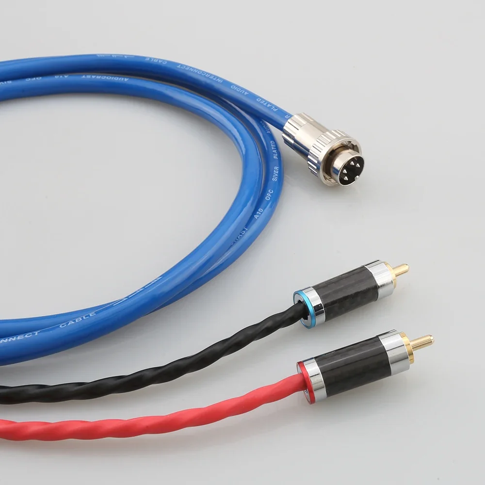 4-pinowe 5-pinowe złącze Din z blokadą obrotową do 2 wtyków RCA stereo, kabel audio HiFi Naim, kabel Phono OFC posrebrzany — zdjęcie produktu 5