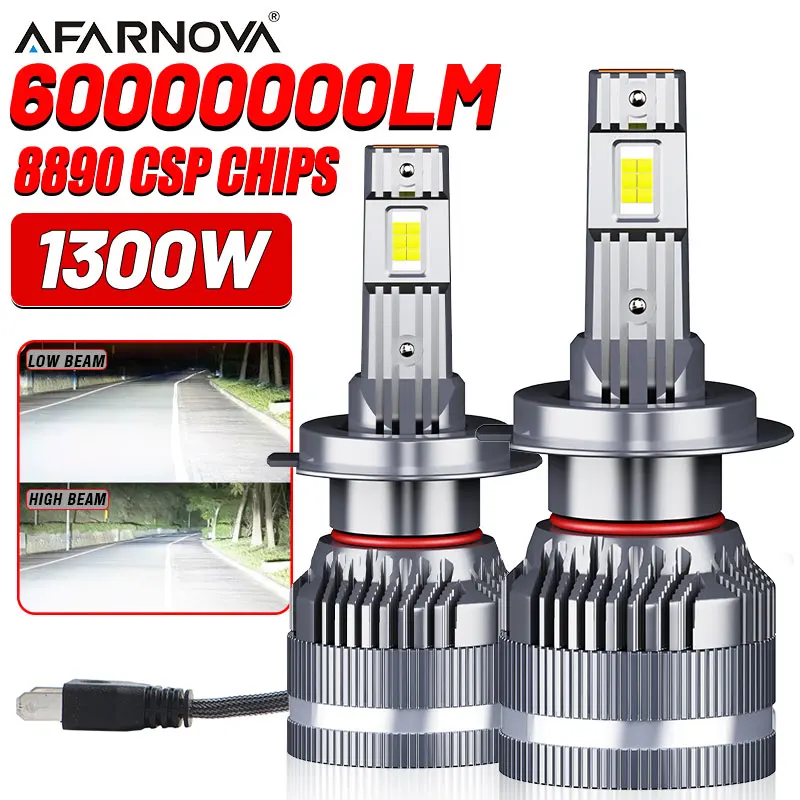 

1300W H7 H4 H11 Светодиодная фара высокой мощности 6000000LM Canbus H1 H8 9005 HB3 9006 HB4 9012 HIR2 Турбо-лампа 6000K Автомобильные противотуманные фары 12 В