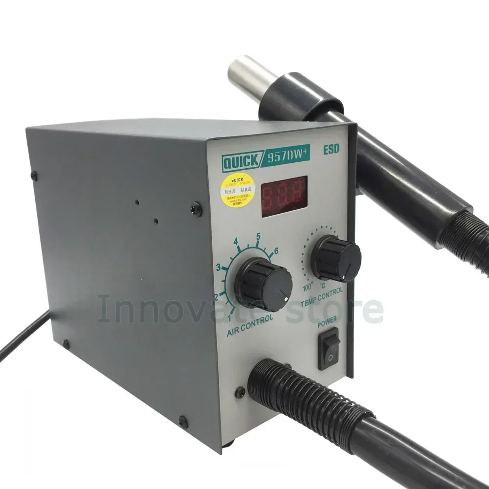 

Rework Stations QUICK 957DW+ Hot Air Heat Gun Solder Station 400W LED Display Adjustablewith Welding Station Helical Wind 220V