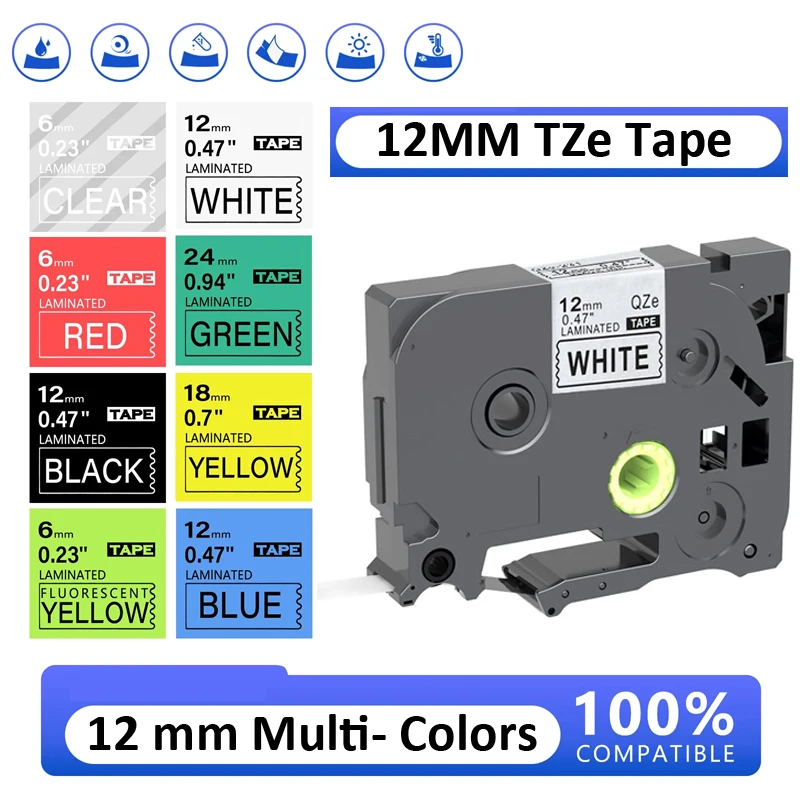 

1pc Compatible brother 12mm tz Lable Printer H110 Label Maker tze231 tz131 TZE631 for PT labeler