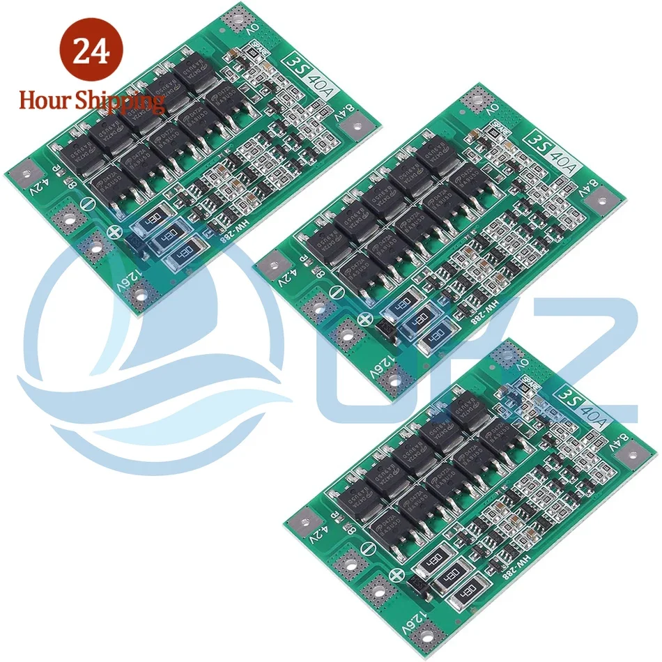 10PCS 3S 4S 40A 60A Li-ion Lithium Battery Charger Protection Board 18650 BMS for Motor 11.1V 12.6V/14.8V 16.8V Enhance Balance