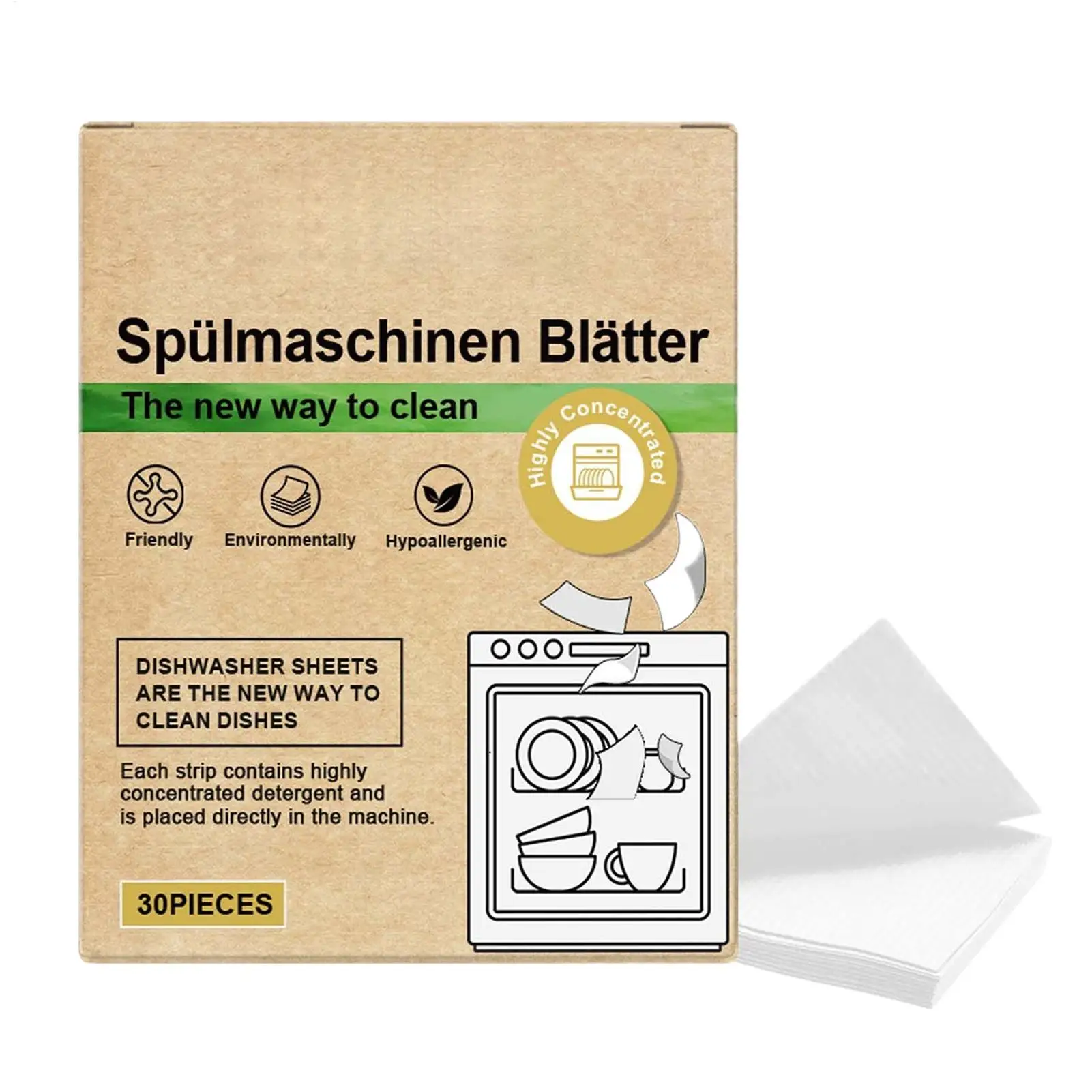 Dishwasher Cleaning Sheets Efficient Decontamination Paper Oil Removal Tableware Brightening Tool For Indoor Outdoor Kitchen