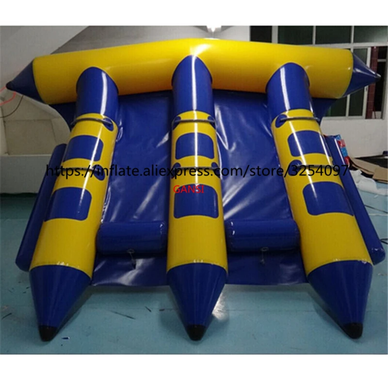 Heavy Duty Inflatable Water Floating Fly Fish Boat Inflatable Flying Fish Tube Towable For Aqua Park Games