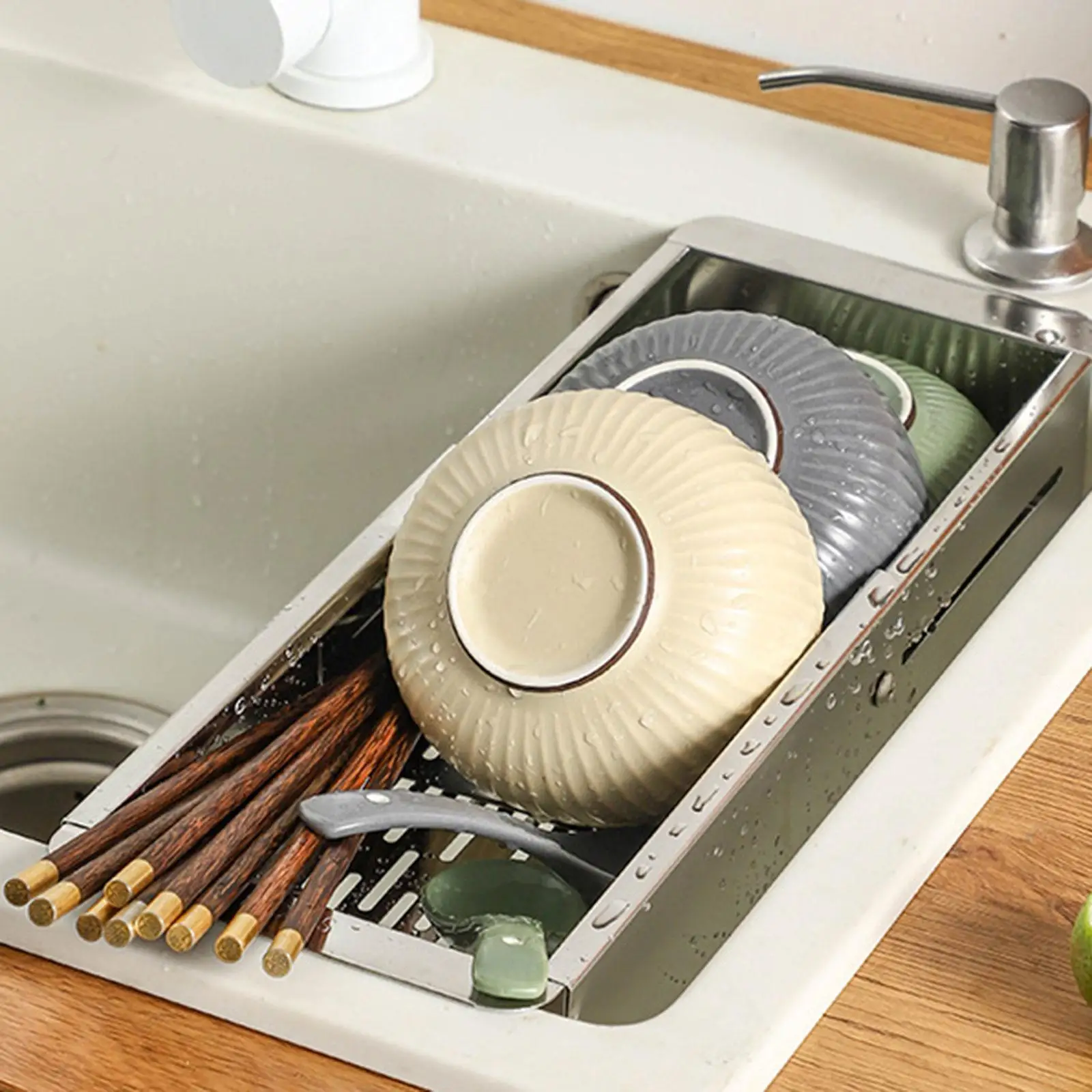 

Stainless Steel Dish Drying Rack Sink Storage Rack for Kitchen Vegetable