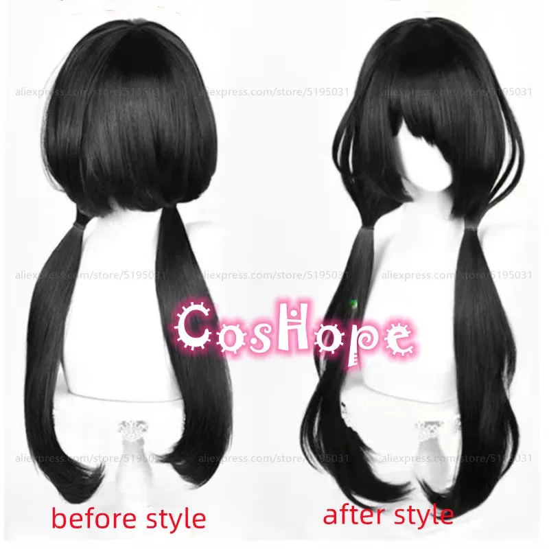 

2025 Tokisaki Kurumi 80cm Long Unisex Straight Black Wig Anime Cosplay Heat Resistant Synthetic Wigs