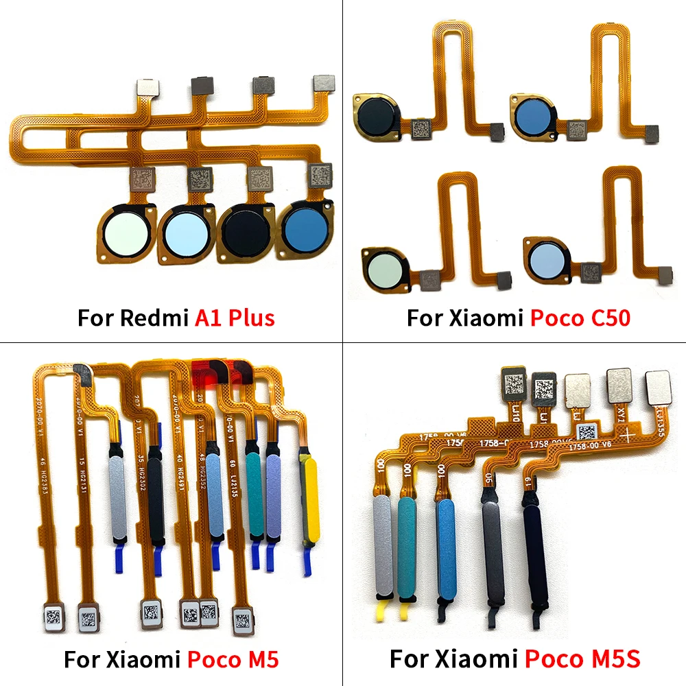 For Xaiomi Poco C50 M5 M5S / Redmi A1 Plus Home Button Back Touch ID Scanner Fingerprint Sensor Flex Cable Phone Parts