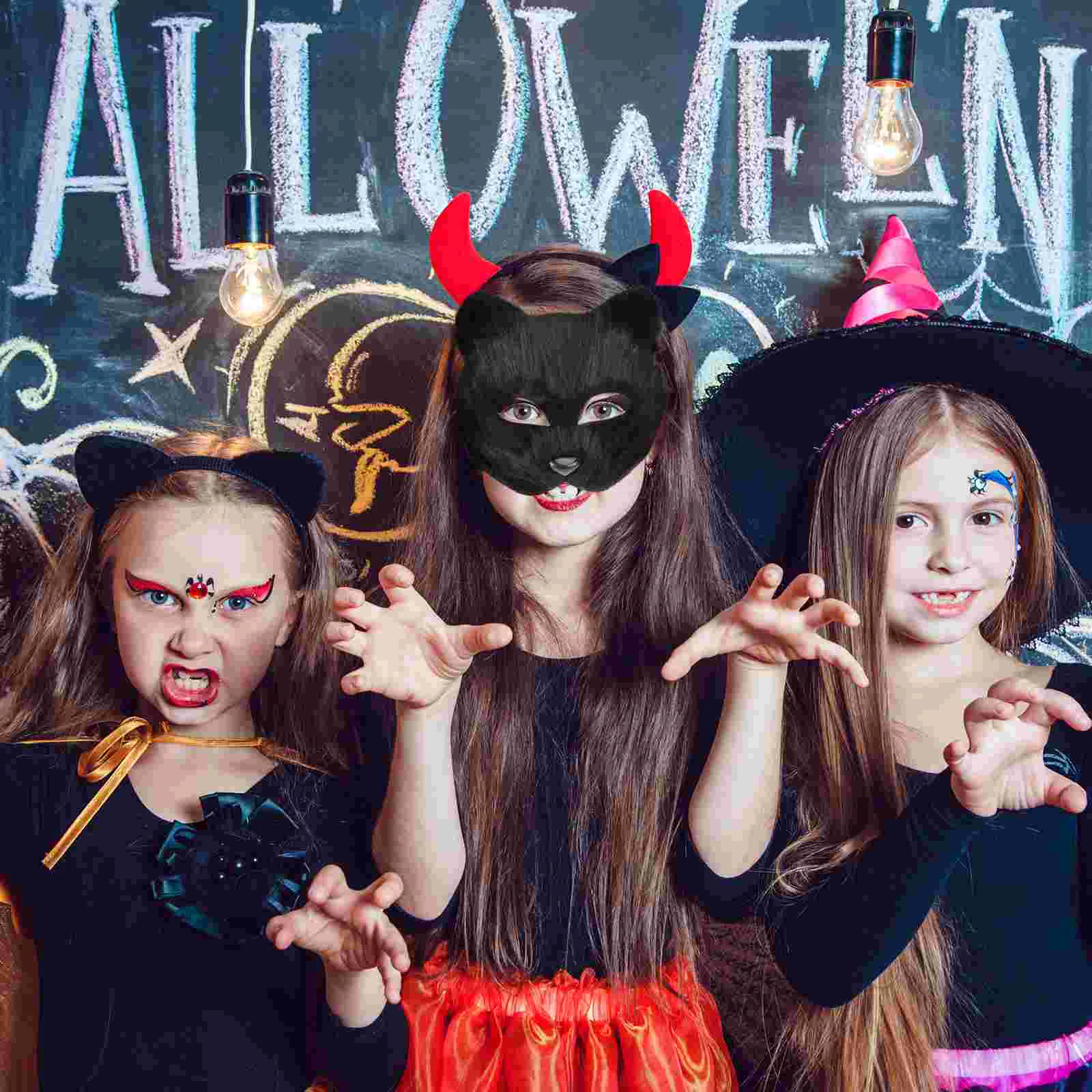 Topeng Serigala Kostum Kucing Berbulu Putih Topeng Bola Topeng Hewan Karnaval Halloween