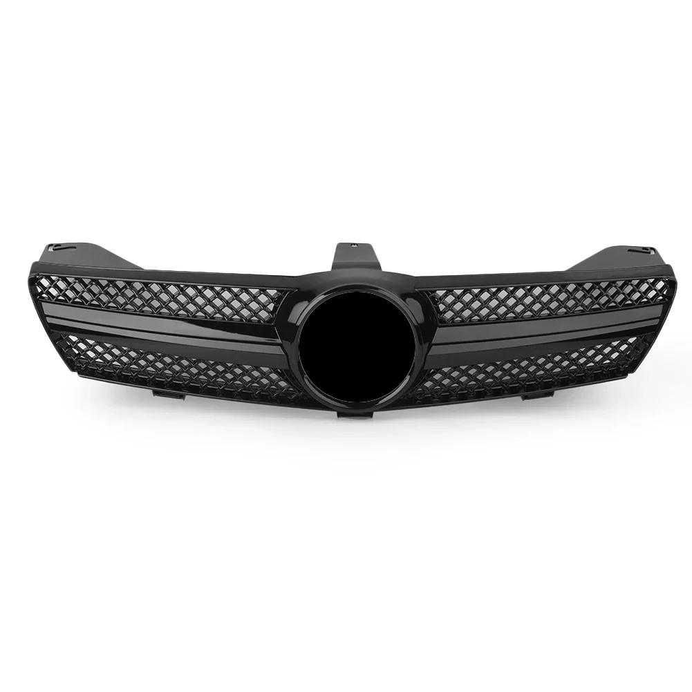 Car Front GrilleStyle Grill For Mercedes Benz W219 CLS500 SLS600 CLS Class 2004 2005 2006 2007 Gloss Black 1 Fin W/ EMBLEM