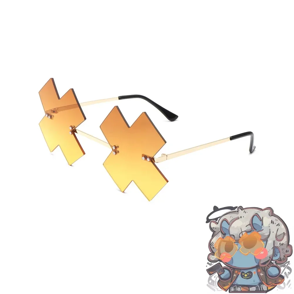 Game Guilty Gear Happy Chaos Cosplay Glasses Yellow Irregular Funny Eyewear Metal Plastic Glasses Halloween Costume Accessories