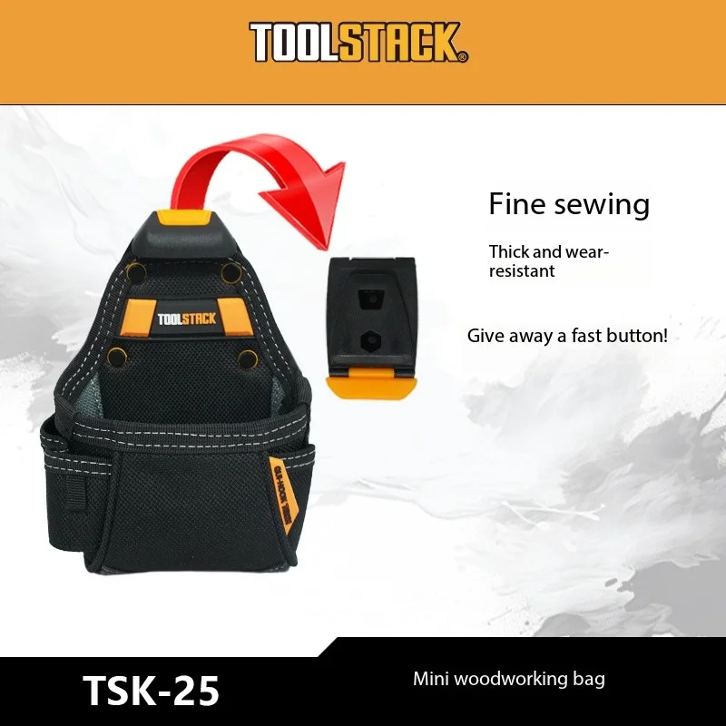 TOOLSTACK TSK-24 Piccola custodia per la lavorazione del legno Kit di attrezzi di archiviazione portatile multifunzionale Oxford Borsa per attrezzi da lavoro durevole con gancio rapido
