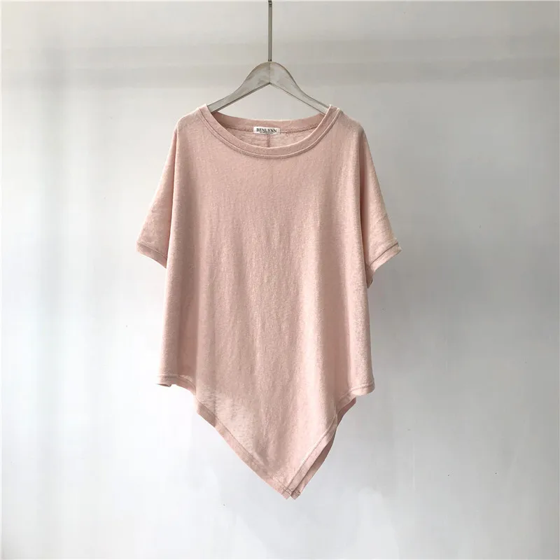 Korean Fashion Summer T Shirt Clothes for Women Cotton Solid Color White T-shirts Short Sleeve Tees Casual Streetwear Ropa Mujer