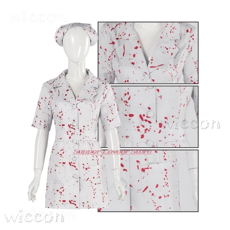 disfraz GAME Silent Cosplay Hill Nurse Cosplay White Bloodstained Belt Hat Mask Uniform Anime Christmas déguisement view 6