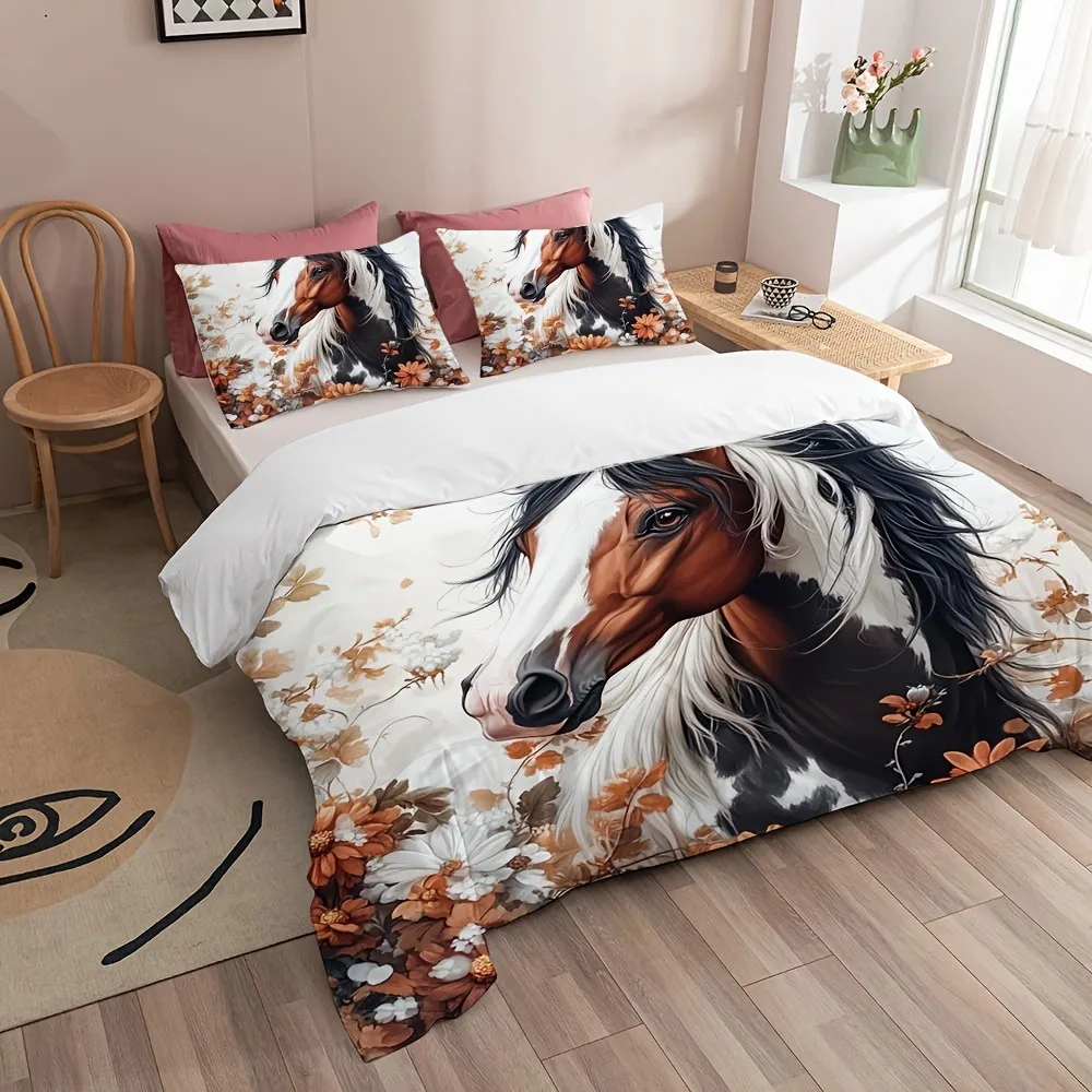Animal Horse Bedding Set 3D Printed Duvet Cover With Pillowcase Twin Queen Size Duvet Cover Set Bed Set For Adult Home Decor