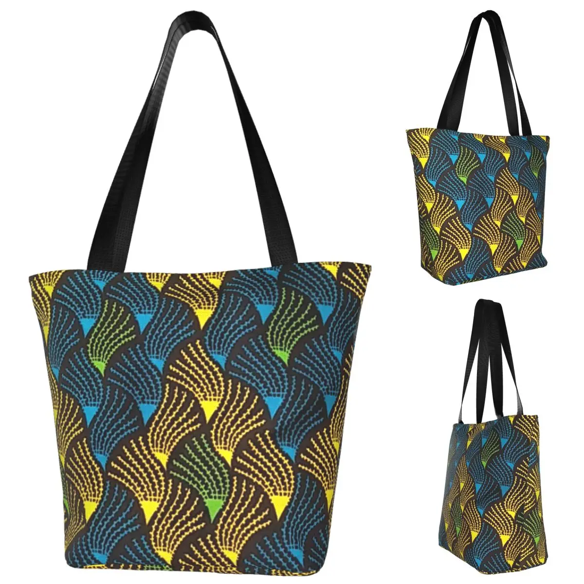 

Африканская сумка-тоут с восковым принтом в Анкаре, холщовая сумка на плечо большой вместимости, продуктовая сумка для покупок для женщин