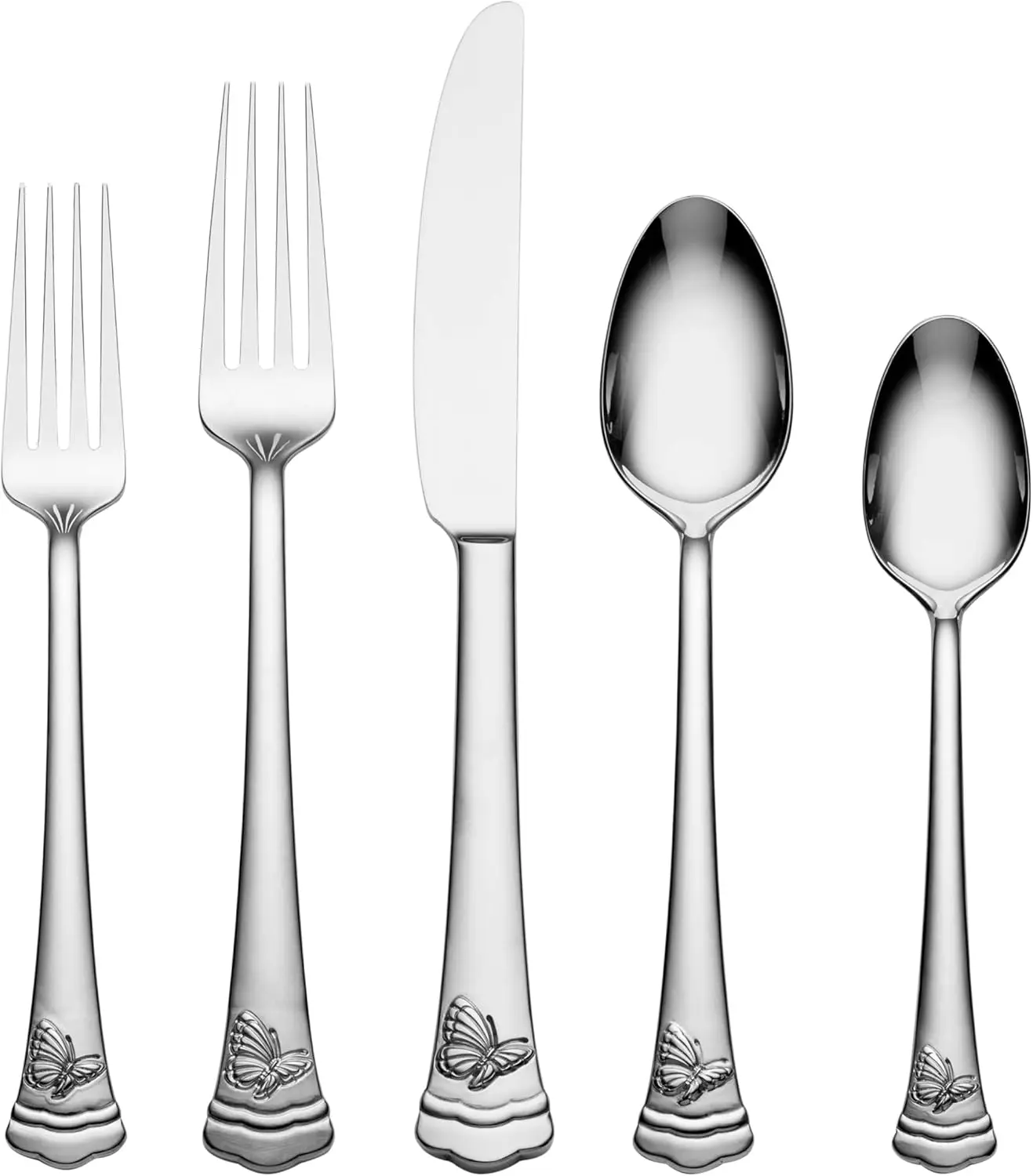 Butterfly Meadow Ii Mirror Piece Flatware Set, 65 Count, Metallic