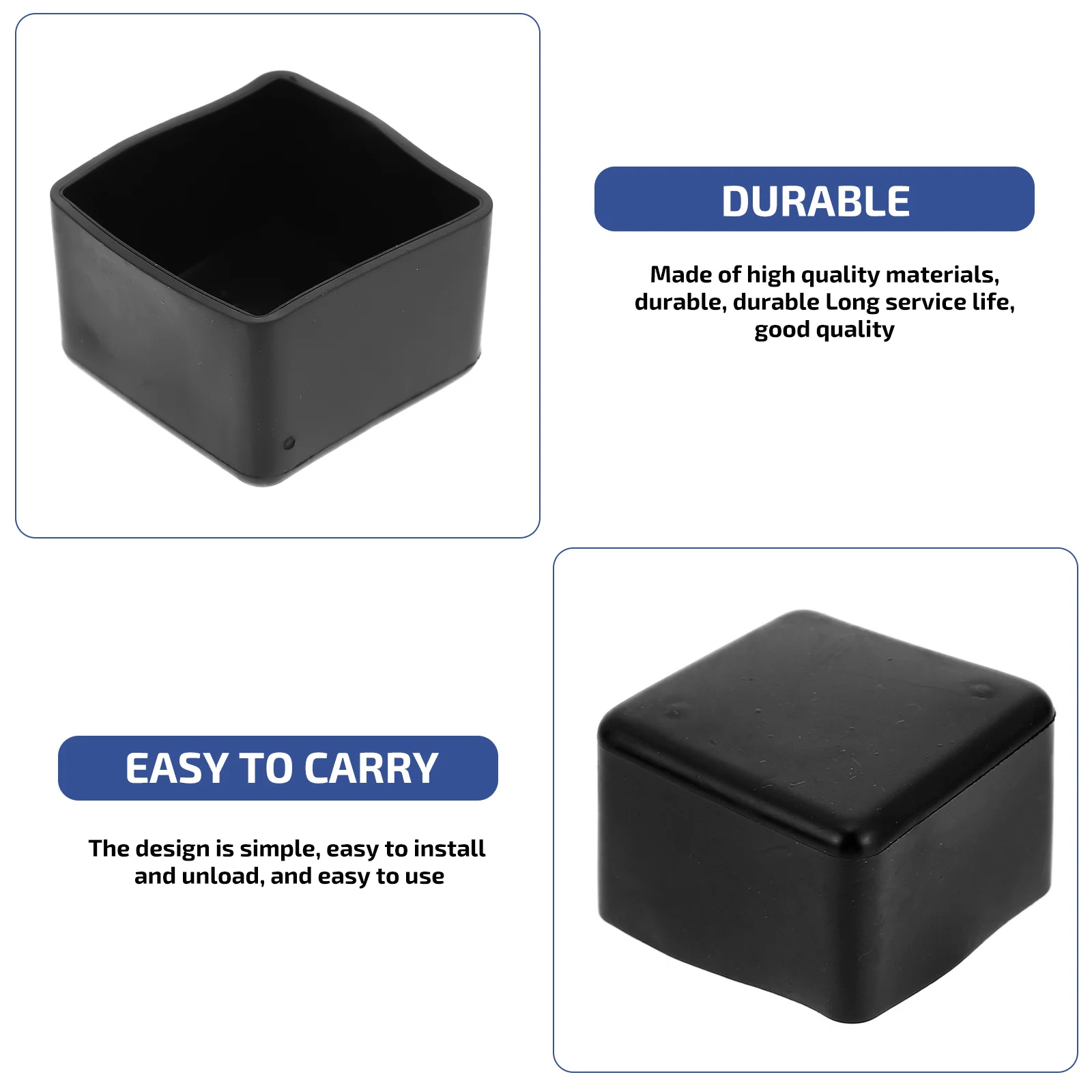 

24 Pcs Thickened niture Foot Mats Black Chair Leg Floor Protectors Feet Chairs Cover for Legs Cap