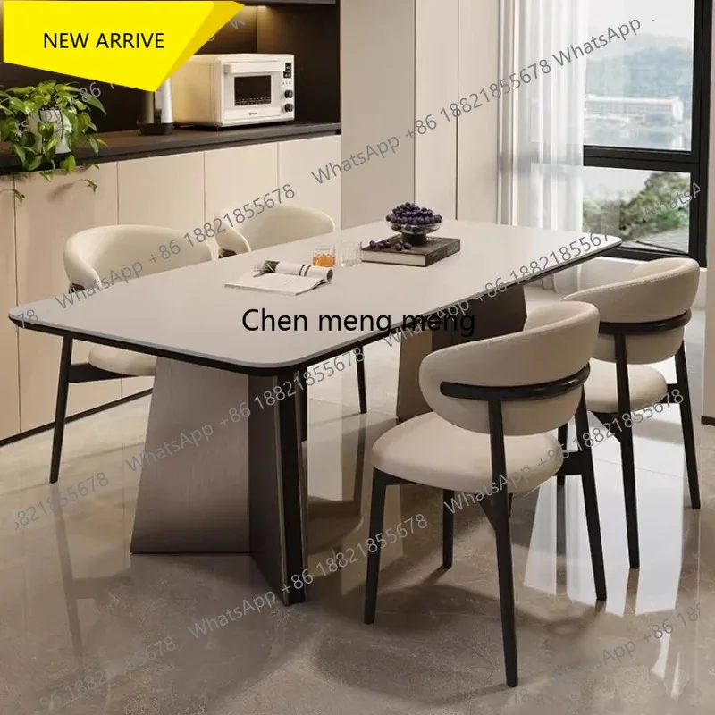 G153 Dining Table Set Light Luxury High-end Dining Tables Household Rock Slab Rectangular Dining Tables Space Saving Furniture