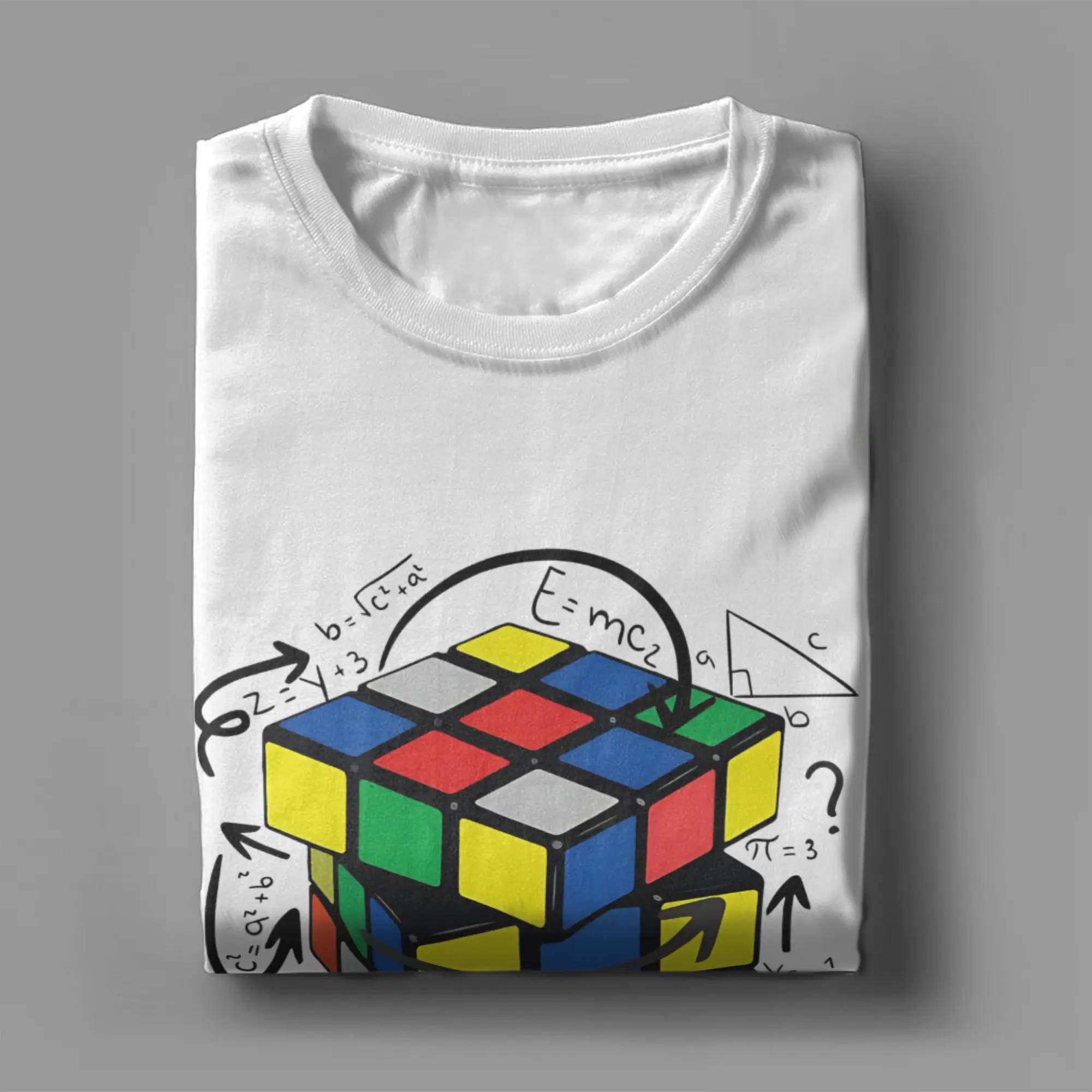 Math Rubiks Player Cube Men's T Shirts  Vintage Tee Shirt Short Sleeve Round Neck T-Shirt Pure Cotton Unique Tops