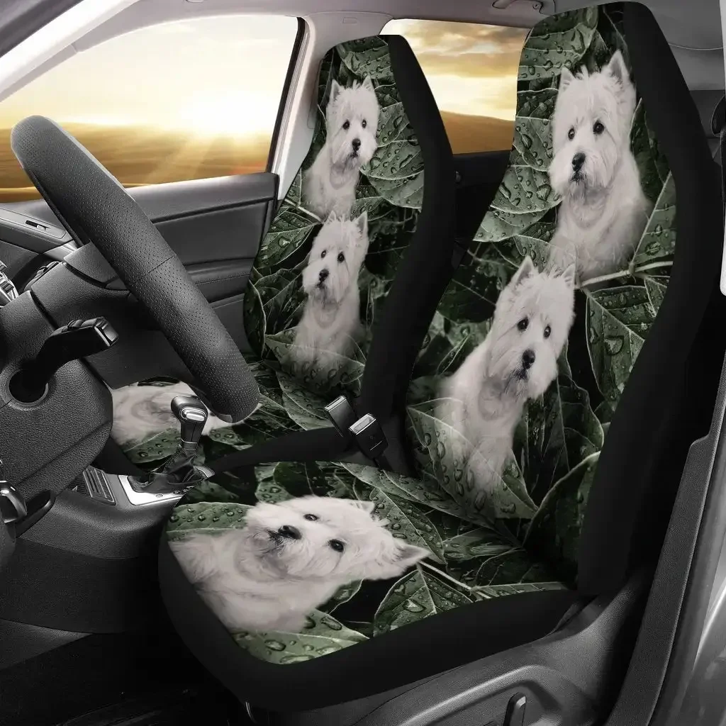 

Cute West Highland White Terrier Print Car Seat Covers Set 2 Pc, Car Accessories Seat Cover