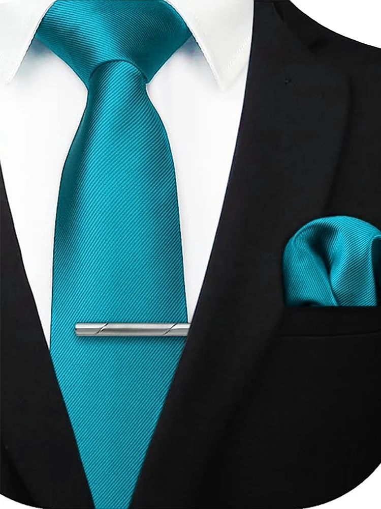 JEMYGINS Solide Grün Blau Männer Mode Krawatte Taschentuch Krawatte Clip für Smoking Zubehör Klassische Seide Luxus Krawatte für Mann Geschenk – Detail 22