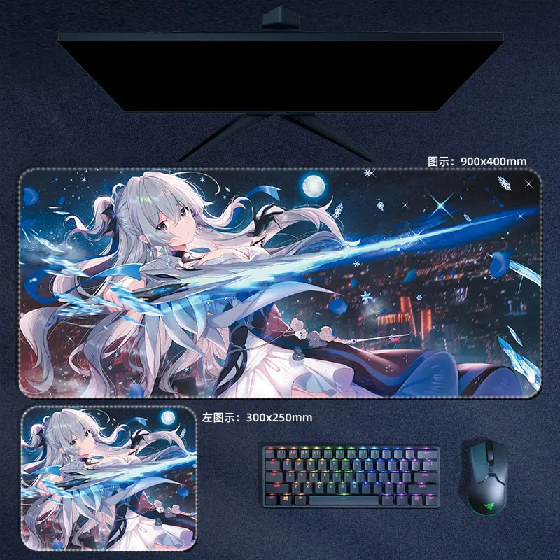 Honkai Impact 3rd Mousepad Elysia Mobius Yae Sakura Large Mouse Pad Computer Keyboard Padding Anime Gaming Accessories Desk Mat