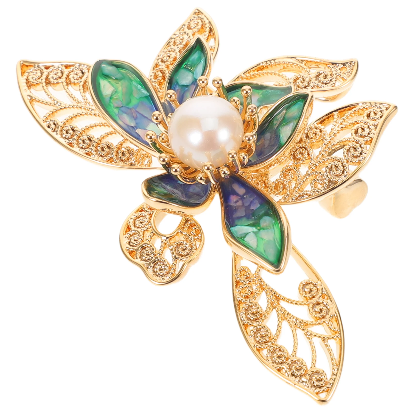 

Elegant Lotus Flower Brooch With Artificial Pearls Sparkling Rhinestone Lapel Pin Wedding Dress Hat Jacket Clothing Decoration